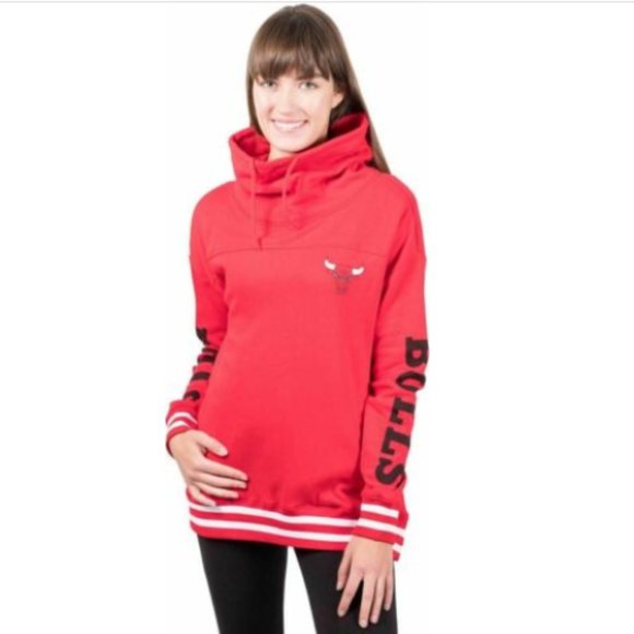 Unk Tops - Chicago Bulls Fleece Funnel Cowl Neck Hoodie NWT